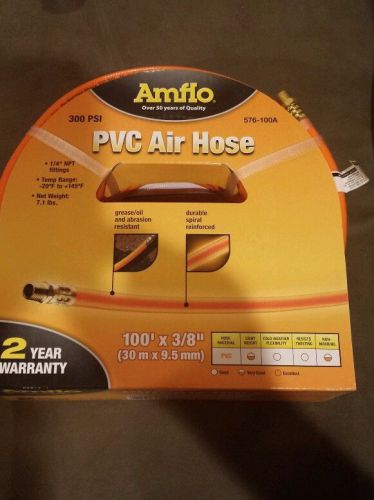 Amflo 576-100A  PVC Air Hose 3/8&#034; x 100&#039;, 1/4&#034; NPT  end fittings, 300psi,Orange