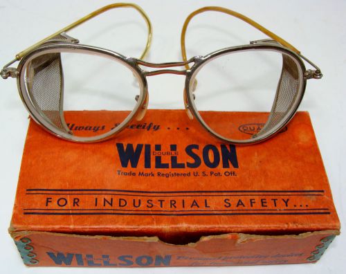 VINTAGE WILLSON STEAM PUNK INDUSTRIAL WV10 SUPER TOUGH SAFETY GLASSES IN BOX