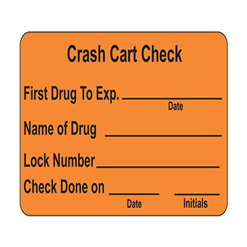 Health Care Logistics 17576 Crash Cart Check Label  - 1000 Labels Per Pack