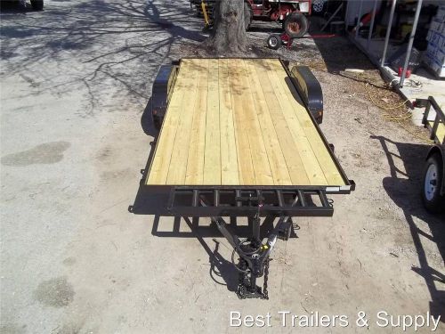 18&#039; 7k wood deck carhauler equipment utility trailer w removable fenders and led for sale