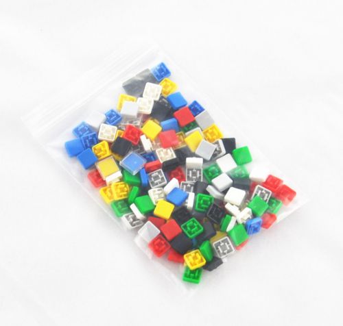 140pcs square 7 colors tactile button caps kit for 12x12x7.3mm tact switches for sale