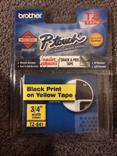 Brother Laminated Black Print On Yellow Tape 3/4&#034; Width TZ-641