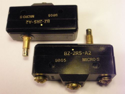 ( 2 PC. ) MICRO LIMIT SWITCH BZ-2RA-A2, LONG PIN PLUNGER, 15 AMPS 125/250 VAC