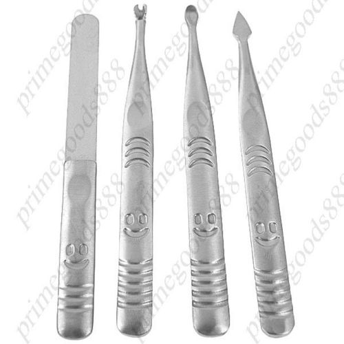 4 in 1 Stainless Steel Nail Care Manicure Set Earpick Nails Art Free Shipping