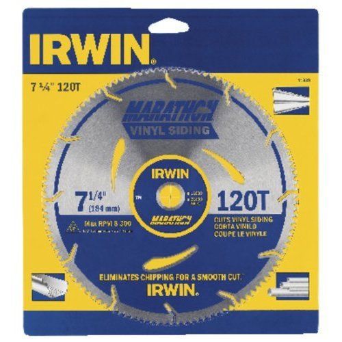 IRWIN Tools MARATHON Vinyl Siding Corded Circular Saw Blade, 7 1/4-inch, 120T (1