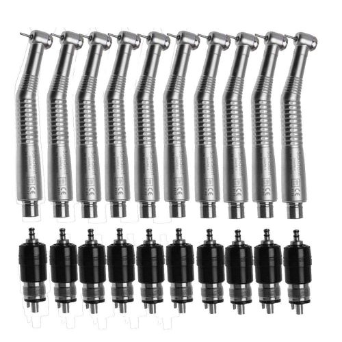 10pc dental high speed mini head handpiece push button type 4h w/quick coupler for sale