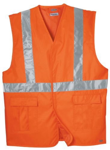 Dickies High Visibility ANSI Class 1 Tri-Color Safety Vest in Orange