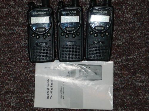 LOT OF 3 BEARCOM by MOTORLA BC120 Two Way Radios Model AAH49RCF8AA1AB, Untested