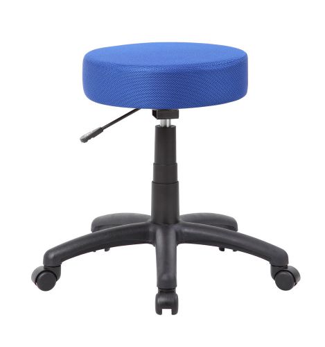 Height Adjustable Stool with Double Wheel Caster Blue