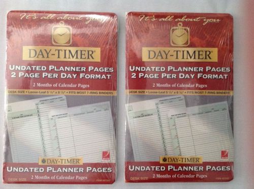 2PK Day Timer Undated Planner Pages 2 Page Per Day Format Desk Size Item #87242