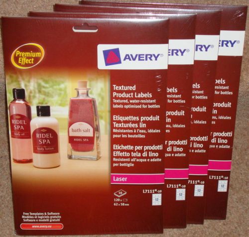 AVERY Premium Textured Product Laser Bottle Labels L7111 - 4 NEW packs (4 x 120)