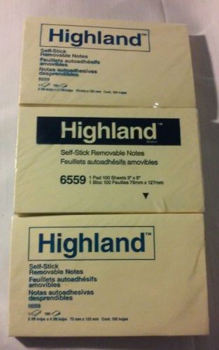 Highland Self-stick Removable Notes Post Its Yellow 3 Packs