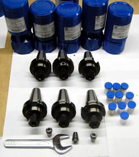 17 pcs. bison cat40 er 16 chucks &amp; collets package-6 chuck,10 collet,wrench for sale