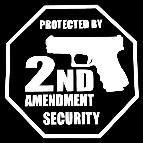 PROTECTED BY 2ND AMENDMENT SECURITY DECAL STICKER TRUCK CAR SUV GARAGE HOUSE