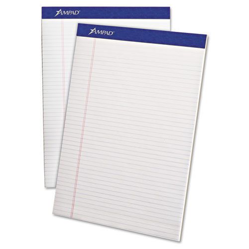 Ampad Perforated Writing Pad, 8 1/2 x 11 3/4, White, 50 Sheets, Dozen
