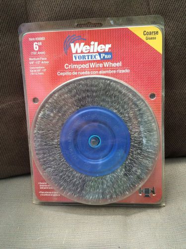Weiler Vortex Crimped Wire Wheel 6 &#034; Medium Face 6000 Rpm Coarse 5/8&#034;-1/2&#034; Arbor