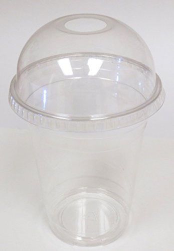 Crystalware Clear Cups with Dome Lids for Milkshake,Smoothies, 50 Cups/lids 20oz