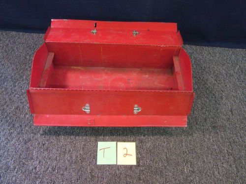RED STACK-ON TOOL BOX  METAL MACHINIST CHEST CASE MILITARY OD 21&#034;x8.5&#034;x7&#034; USED