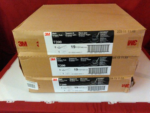 3M 7200 19&#039;&#039;/po 430mm Black Floor Stripper Pads 175 to 600 RPM 5/ct pack