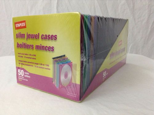 New 50 Slim Jewel Cases 5mm Thick 40 Clear 10 Assorted Colors