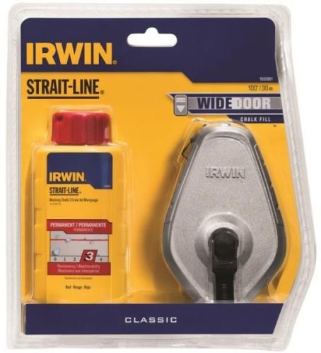 Irwin 1932881 Strait-Line Chalk Line &amp; Reel Set, Red, 100&#039;