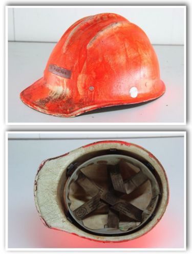 Bullard Fiberglass Hard Boiled Helmet Hat 6 Rivet Original Marked Suspension