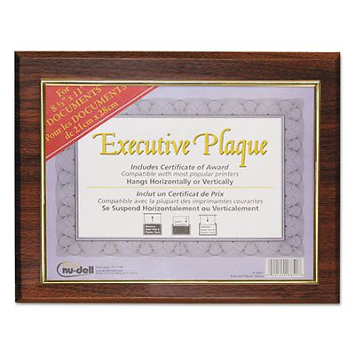 Executive Plaque, Plastic, 13 x 10-1/2, Walnut, Sold as 1 Each