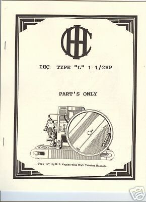 IHC  L Gas Engine Parts Manual  McCormick-Deering International Harvester