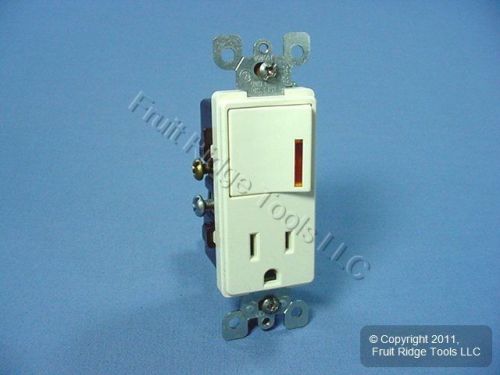 Leviton Almond Decora LIGHTED Rocker Wall Switch &amp; Receptacle Outlet 15A 5647-A
