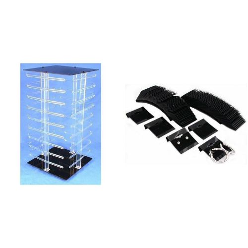 Acrylic revolving rotating displays &amp; black flocked earring cards 101 pcs for sale