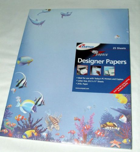 Ampad Embassy Designer PC Paper &#034;Fish In Sea&#034; 25 Sheets~Tropical Reef~Printer