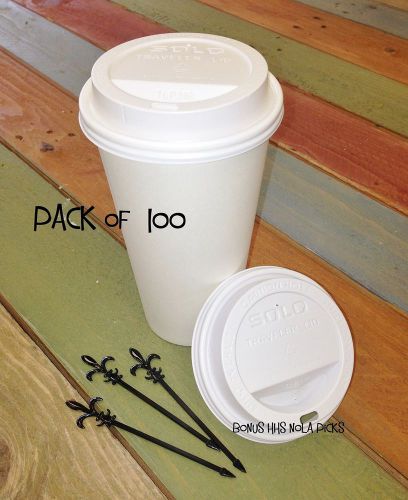 100 Sets 16 oz Paper Coffee Cup Solo Disposable White Hot Cup with Cappuccino...