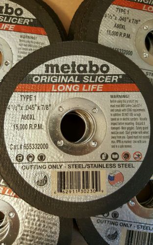 (10) Metabo Slicer Cut Off Whl 4-1/2&#034; X .045 X 7/8&#034; A60XL 55332 655332000 USA