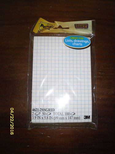 25~Post-it Super Sticky Notes 4&#034;x 6&#034; White w/ Blue Grid // 100 sheets per packet