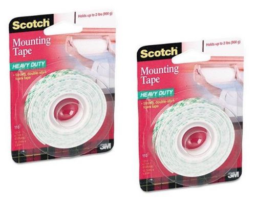 2 rolls 3m scotch foam permanent mounting double-sided tape 1/2&#034; wide x 75&#034; wall for sale