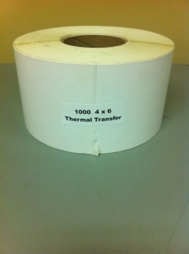 4 Roll of 1000 4x6 Thermal Transfer Labels on 3&#034; Core