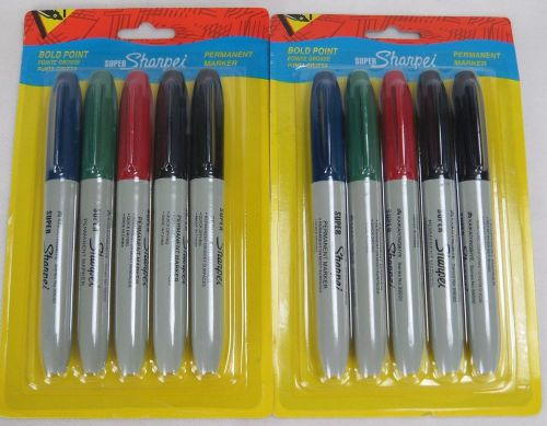Super Sharpei Parmanent Markers ( 2 - 5 Packs ) = 10 Color Bold Point Markers