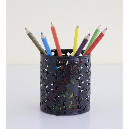 Design Ideas Brocade Pencil Cup, Black
