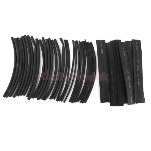 48pcs meter heat shrinkable tube shrink tubing wire sleeve black 6 sizes for sale