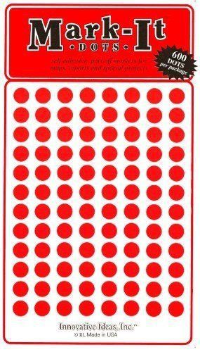 Map Dot Stickers - 1/4&#034; Diameter - Red