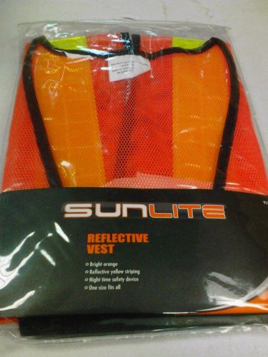 Sunlite Reflective Vest Bright Orange Reflective Yellow Stripe OSFA NIP