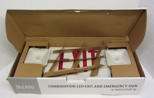NEW DMF Lighting DLC450R LED Exit Emergency Sign RED Letters Battery 58159