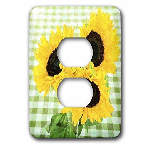 3dRose lsp_52338_6 Country Sunflowers on Checkered Tablecloth 2 Plug Outlet