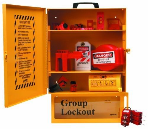Brady Combined Lockout And Lock Box Station, Legend &#034;Safety Lockout Center&#034;,