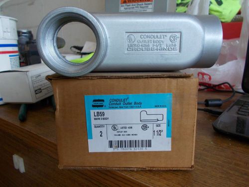 NEW BOX OF 2 CROUSE HINDS CONDUIT BODY 1-1/2&#034; LB59