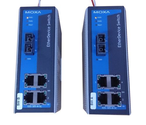 Set of two  Moxa EDS-305-M-SC  Unmanaged switch / media converter
