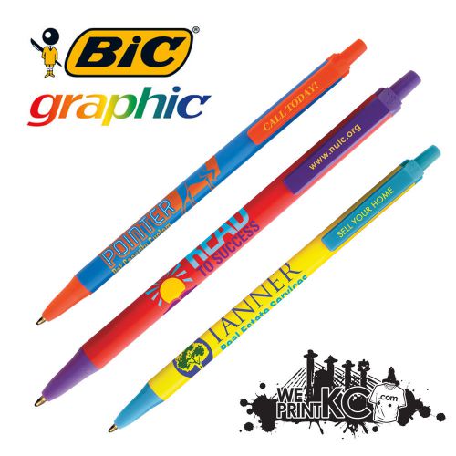 500 Custom Printed Bic Clic Stic Promotional Pens Over 600 Color Combinations!