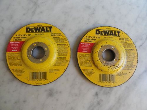 Pair (2) New DeWalt DW4514 All Purpose Metal Grinding Wheels 4-1/2 X 1/4-Inch