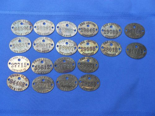 (20) Vintage Electric Company Brass ID Plates/Tags For  Electric Meters PA