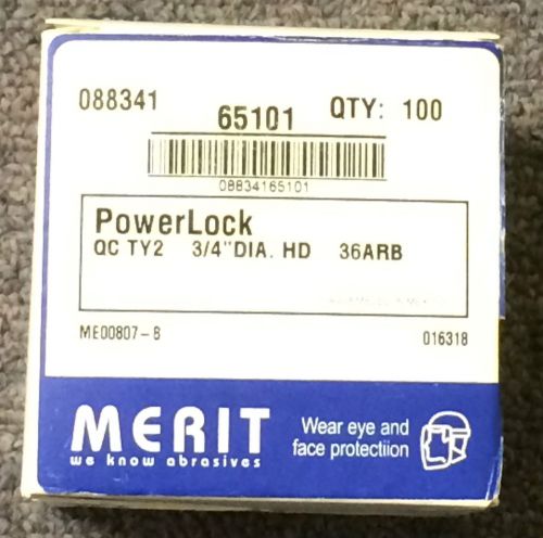 MERIT Powerlock Quick Change Discs 3/4&#034; A/O 36 Grit QTY 100 08834165101